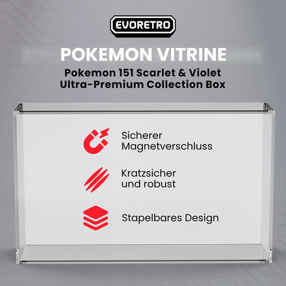 EVORETRO Vitrine Acryl Aufbewahrungsbox für Pokemon Scarlet und Violet 151 Ultra Premium Collection 1 Stück schützende staubdichte UV-beständige Vitrine