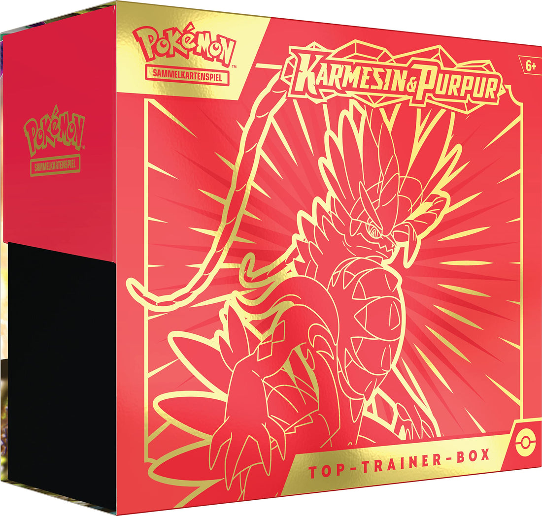 Pokémon-Sammelkartenspiel: Top-Trainer-Box Karmesin &amp; Purpur (Koraidon) (9 Boosterpacks &amp; Premium-Zubehör)