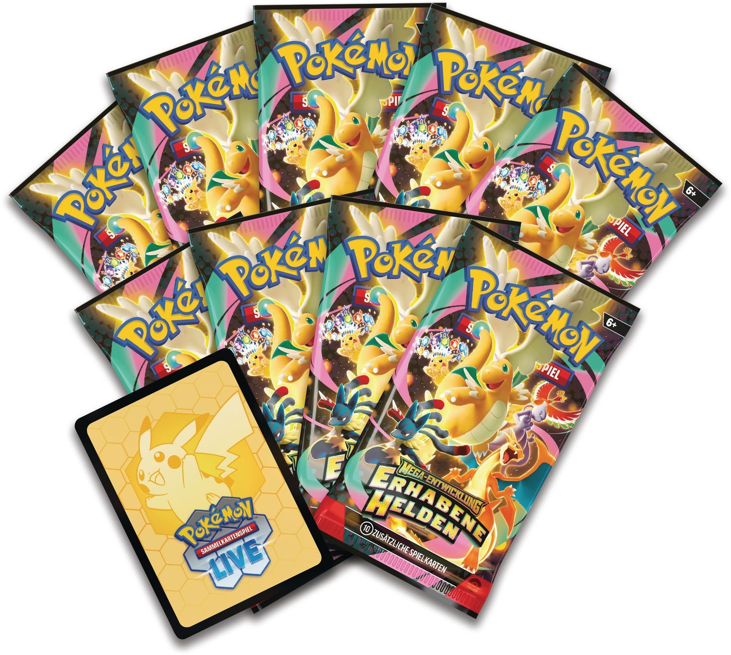 Pokémon-Sammelkartenspiel: Top-Trainer-Box Mega-Entwicklung – Erhabene Helden (1 Vollbild-Promokarte, 9 Boosterpacks &amp; Premium-Zubehör)