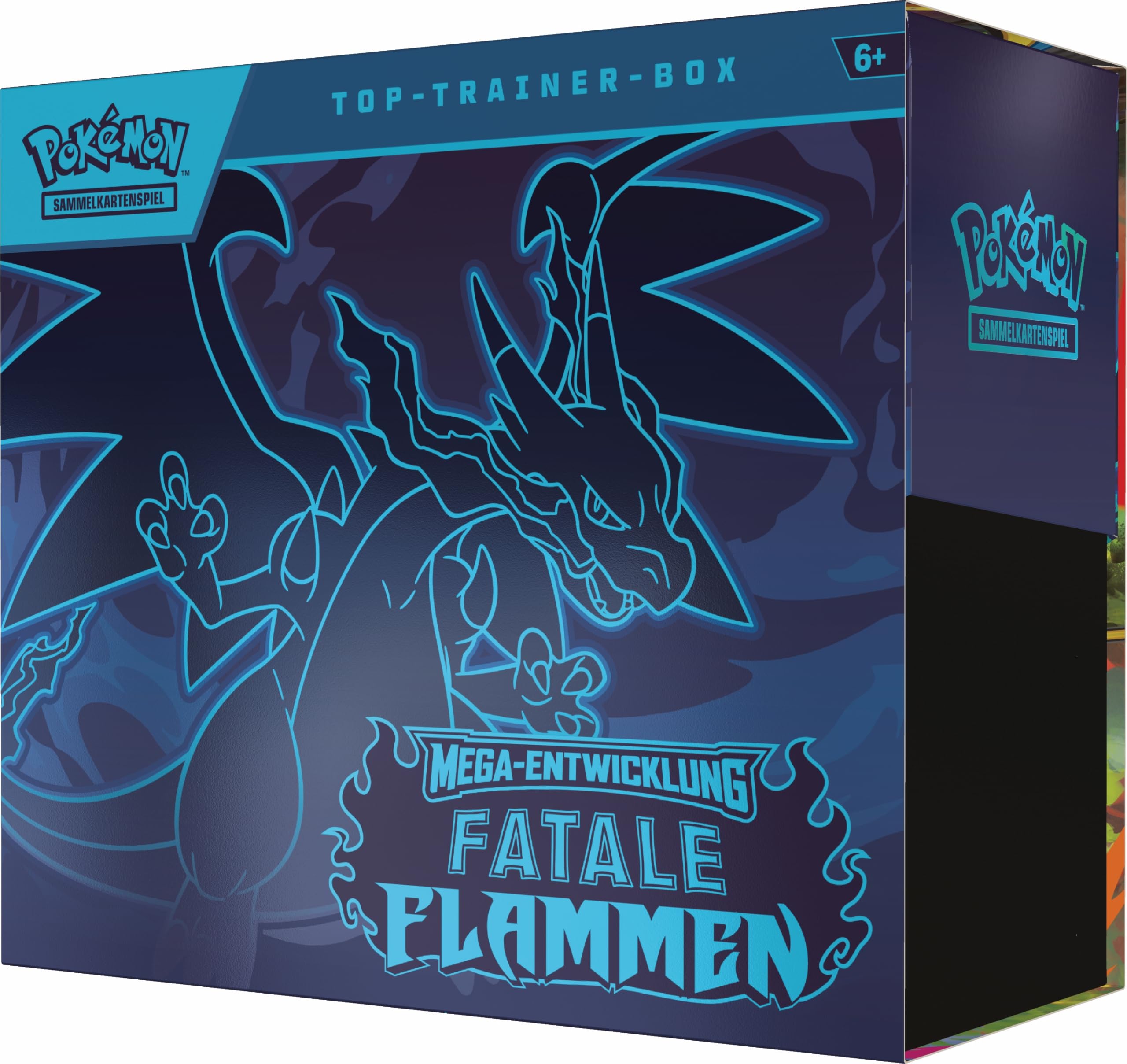 Pokémon-Sammelkartenspiel: Top-Trainer-Box Mega-Entwicklung – Fatale Flammen (1 Vollbild-Promokarte, 9 Boosterpacks &amp; Zubehör)