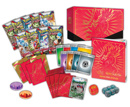 Pokémon-Sammelkartenspiel: Top-Trainer-Box Karmesin &amp; Purpur (Koraidon) (9 Boosterpacks &amp; Premium-Zubehör)