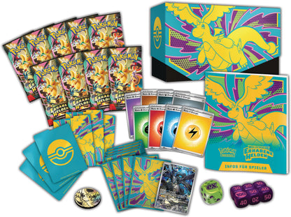 Pokémon-Sammelkartenspiel: Top-Trainer-Box Mega-Entwicklung – Erhabene Helden (1 Vollbild-Promokarte, 9 Boosterpacks &amp; Premium-Zubehör)